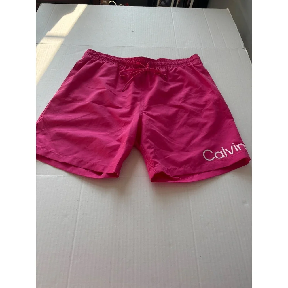 Calvin Klein Swim Trunks Hot Pink Swimwear Beach‎ Travel Vacay Shorts XL nwt
